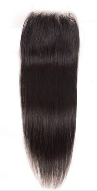 4x4 Lace Closure  100% Human Hair, Swiss Lace, No Tangle, No Shedding, Natural Black, 18 Inches