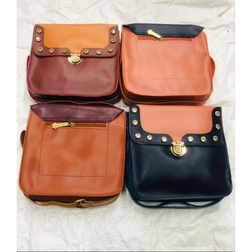 Ladies Leather Handbags - High-Quality Leather, Standard Size, Brown Color | Zipper Closure, Plain Design, 1-Year Warranty for Stylish Women