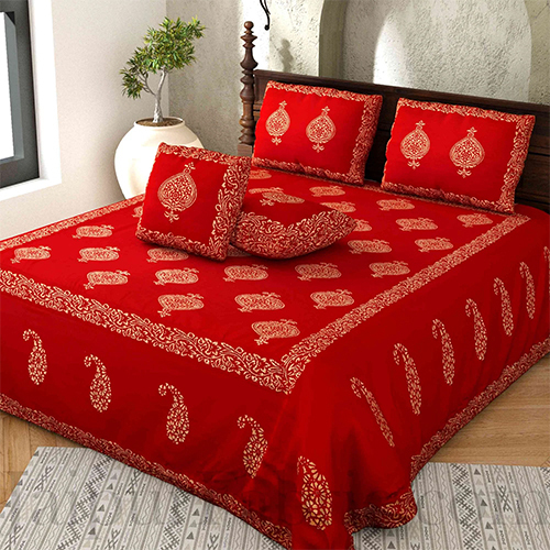 Hand Block Work Silk Double Bedsheet