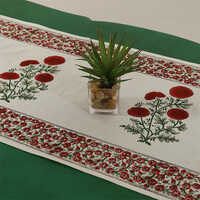 Indian Hand Block Floral Print Cotton Table Runner - Color: Various Available