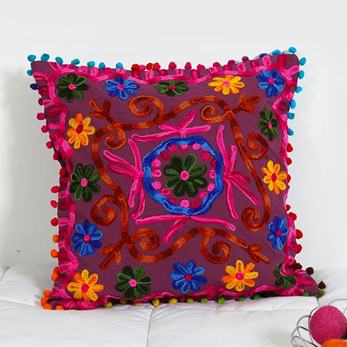 Indian Handmade Floral Cushion Cover