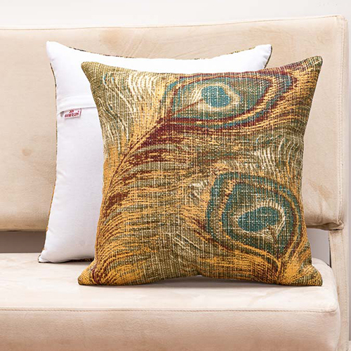 Peacock Feather Printed Cushion - Color: Different Available