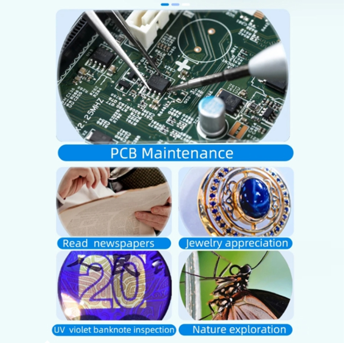 Digital Microscope Handheld Hd Electronic 30x Magnifying With 2" Lcd Screen, White And Uv Lights