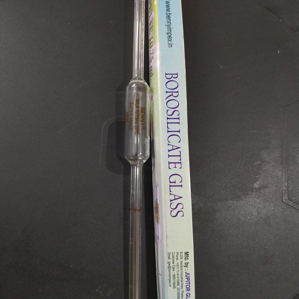 Glass Pipette Milk 10.75 Isi Mark Lmmco 15 Gm - Color: Transparent