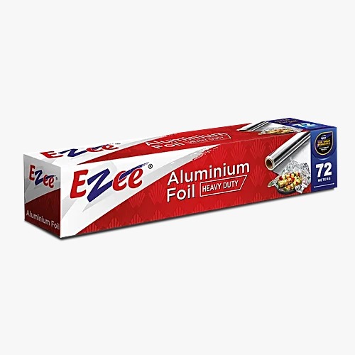 Ezee Aluminium Foil - Aluminium Roll 72 Mtrs | Silver, Easy Tear Edge, Locks In Flavor, Eco-friendly, Water Resistant, Versatile Kitchen Use