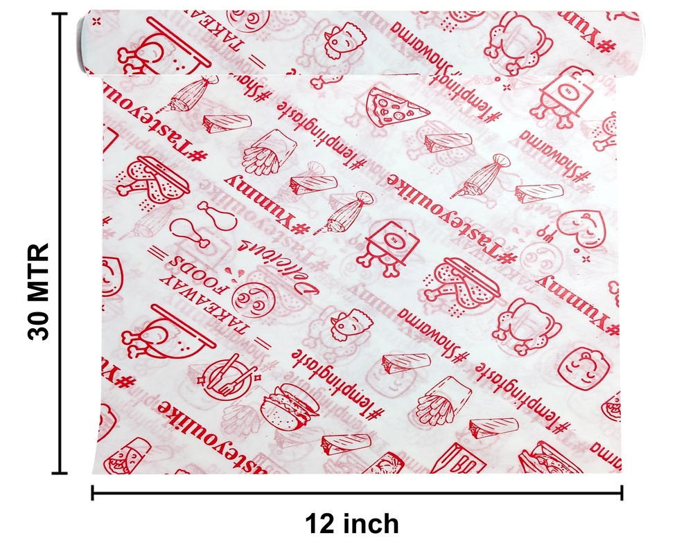 Butter Paper 30 Mtr Nonveg Red Printed Paper - Lead Time: Na
