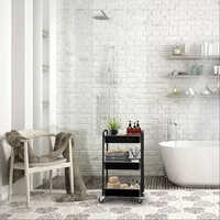 3-Tier Rolling Acrylic Storage Organizer Mobile Utility Cart, Kitchen Cart with Caster Wheels