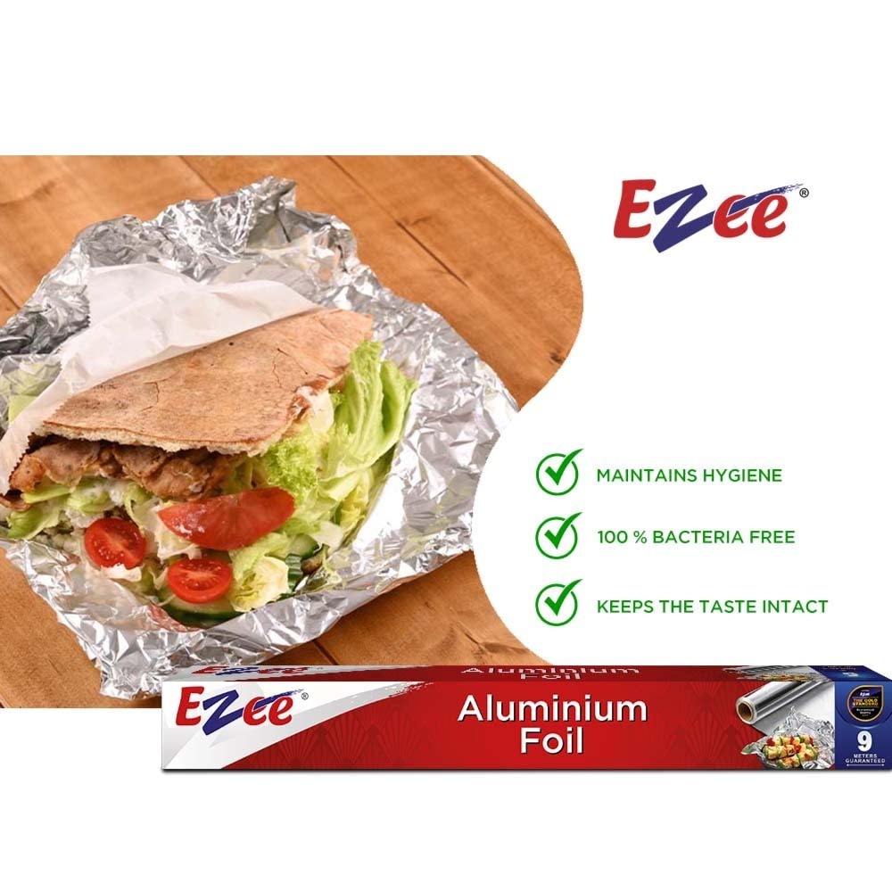 Ezee Aluminium Foil - 72m Roll, Silver Glossy Finish | Durable & Tear-resistant, Locks In Freshness, 100% Food Grade, Water Resistant