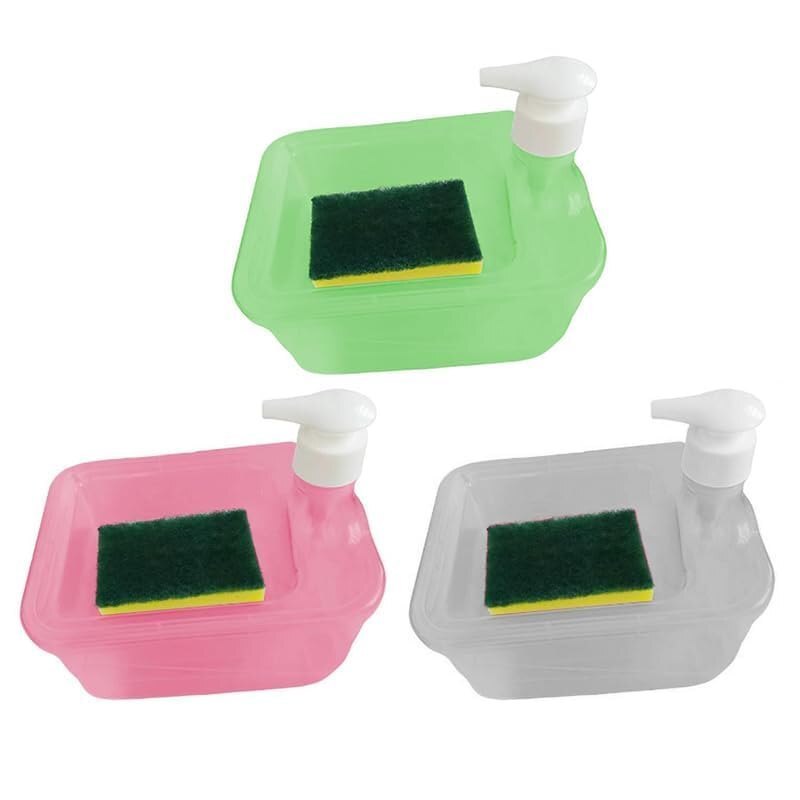 2 In 1 Liquid Soap Dispenser - Durable Plastic , Glossy Pink Finish In Rectangular Shape, Available In Multiple Sizes