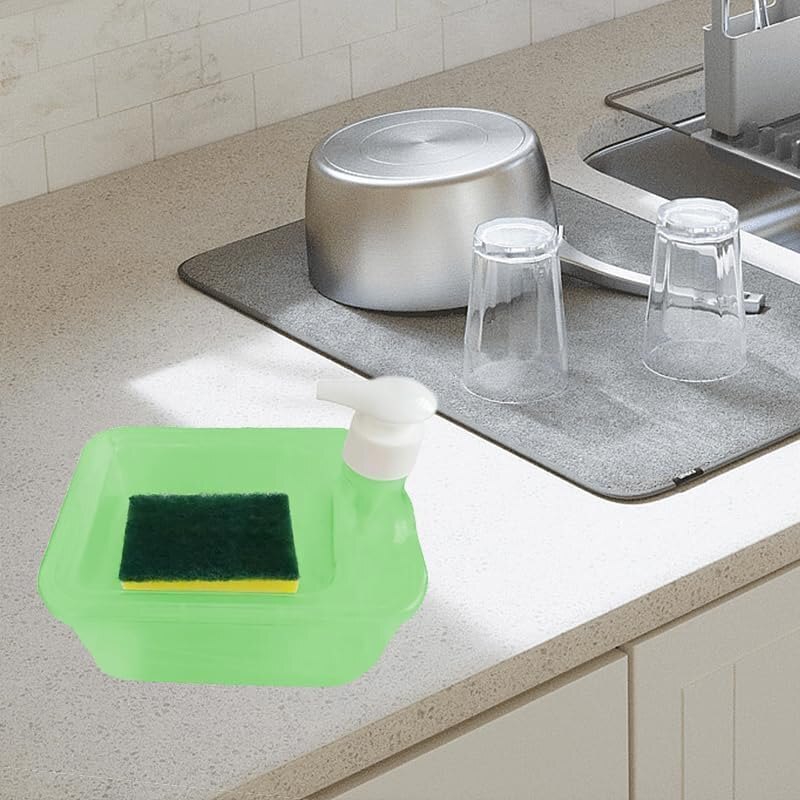 2 In 1 Liquid Soap Dispenser - Durable Plastic , Glossy Pink Finish In Rectangular Shape, Available In Multiple Sizes