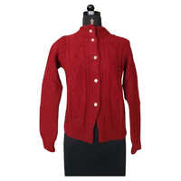 Ladies Red Woolen Cardigan