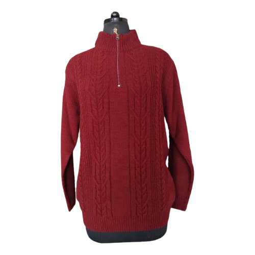 Red Zipper Sweater - Fabric Type: Wool