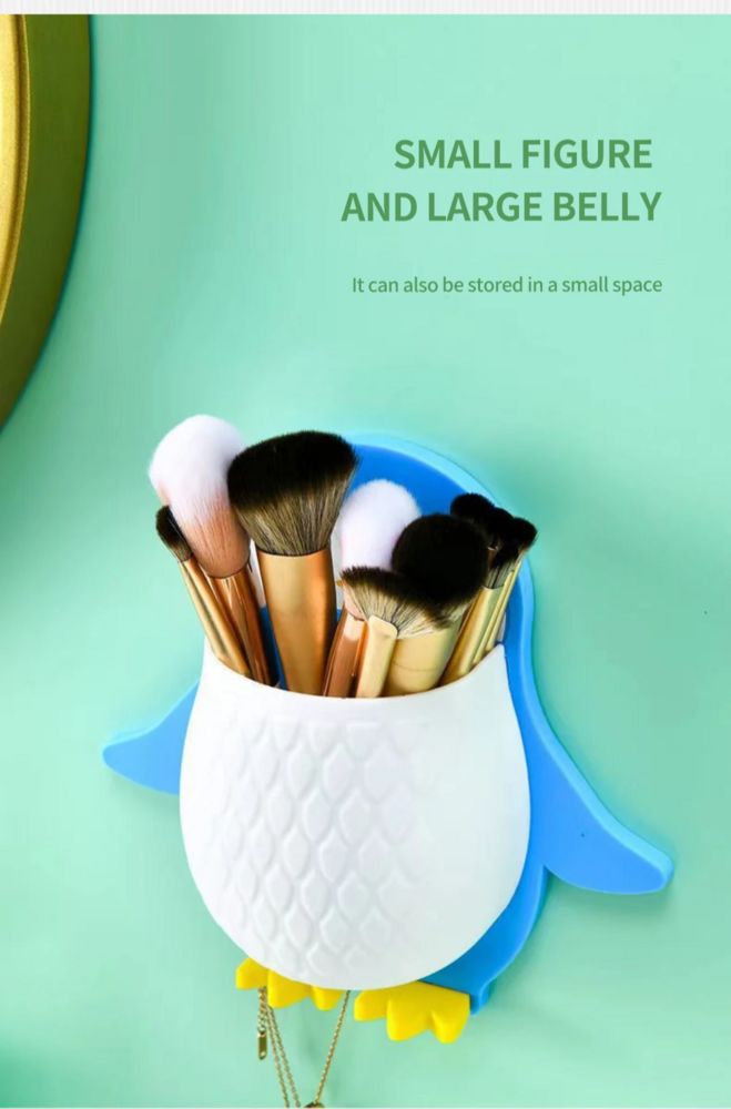 Wall Mounted Toothbrush Holder - Plastic, Different Sizes | Cute Penguin Design, Versatile Organizer For Daily Essentials, Easy Installation