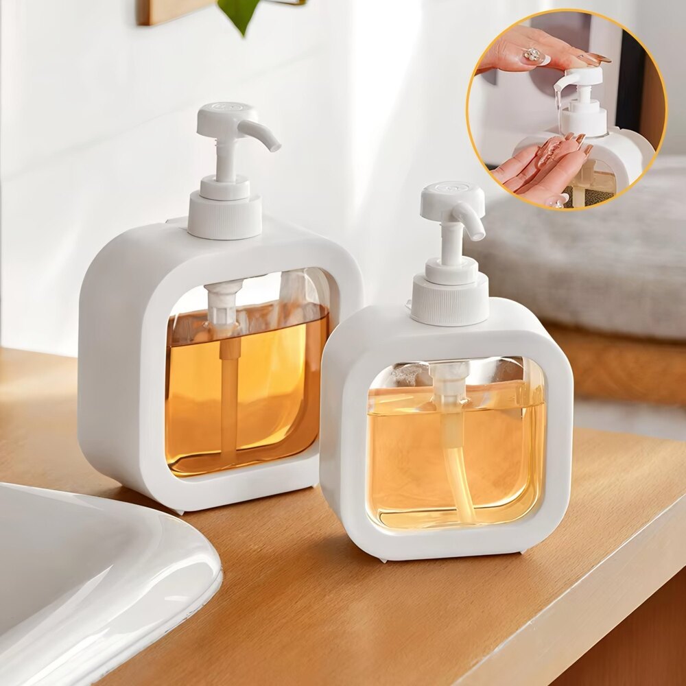 Plastic Liquid Soap Dispenser - Plastic, Different Sizes, Glossy Black | Rectangular Design For Bathrooms & Kitchens, Stylish And Durable