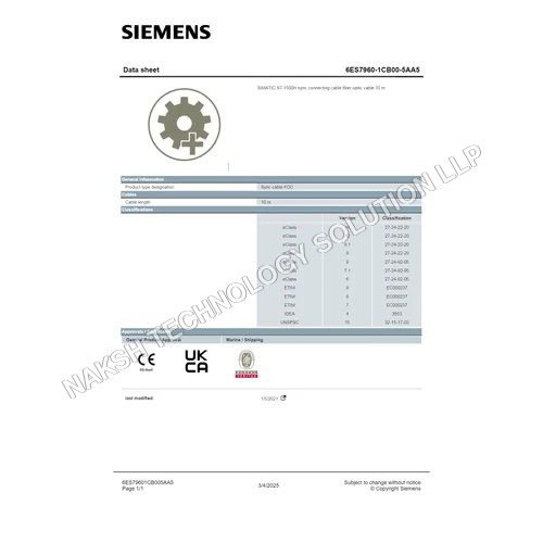 SIEMENS SIMATIC S7 1500H 6ES7960 1CB00 5AA5