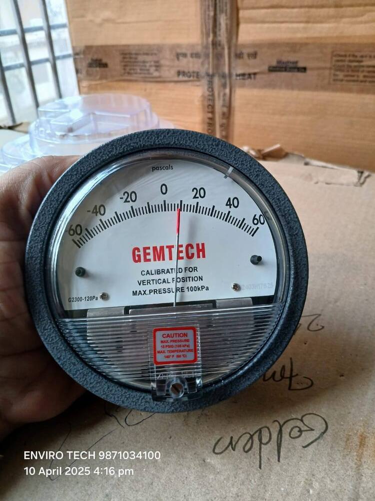 Gemtech Differential Pressure Gauge Range 1.25-0-1.25 Kpa - Accuracy: 2% (-Ha Model 1) Of Fs (3% (-Ha 1.5%) On -0