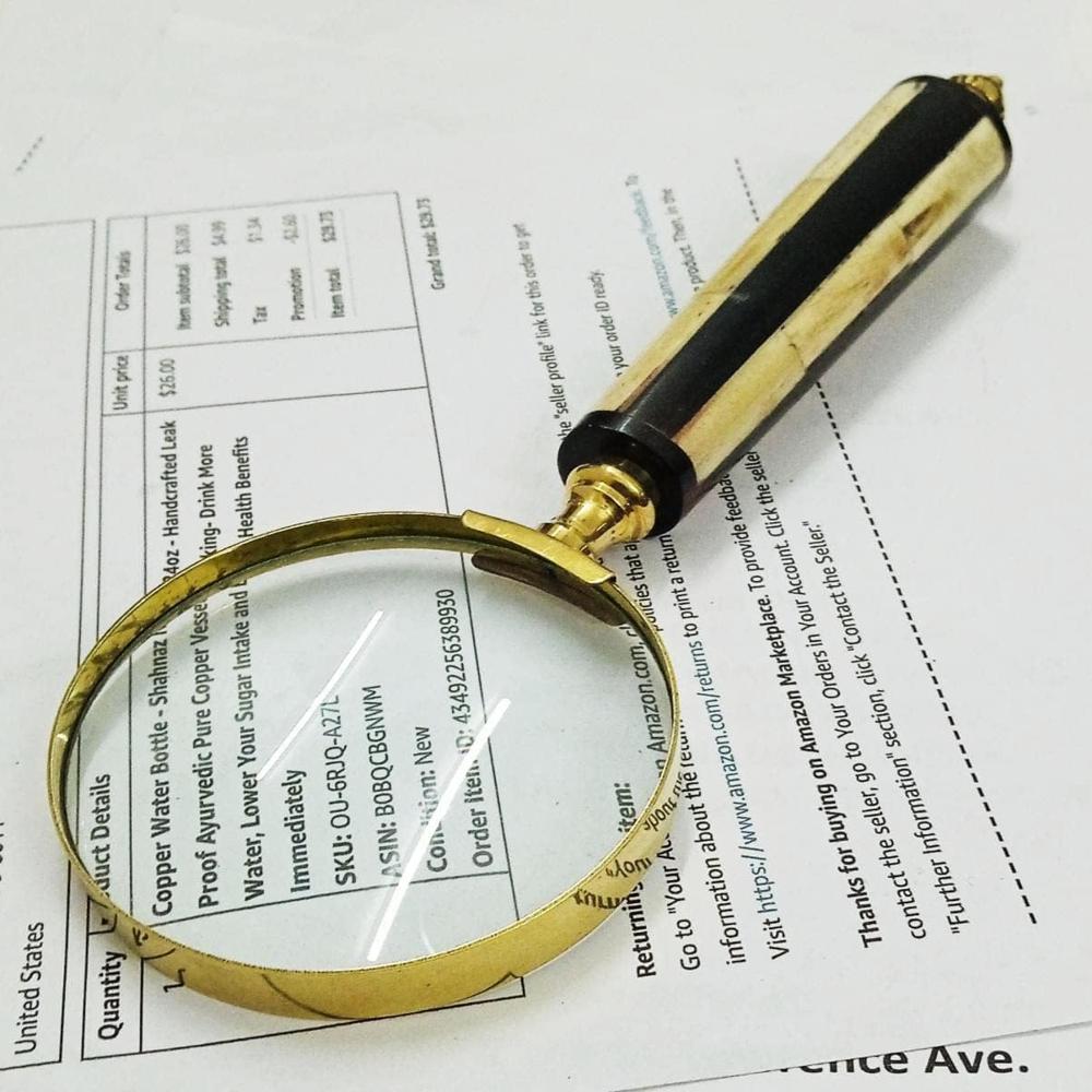 Nautical Magnifying Glass - Color: Golden Black And White