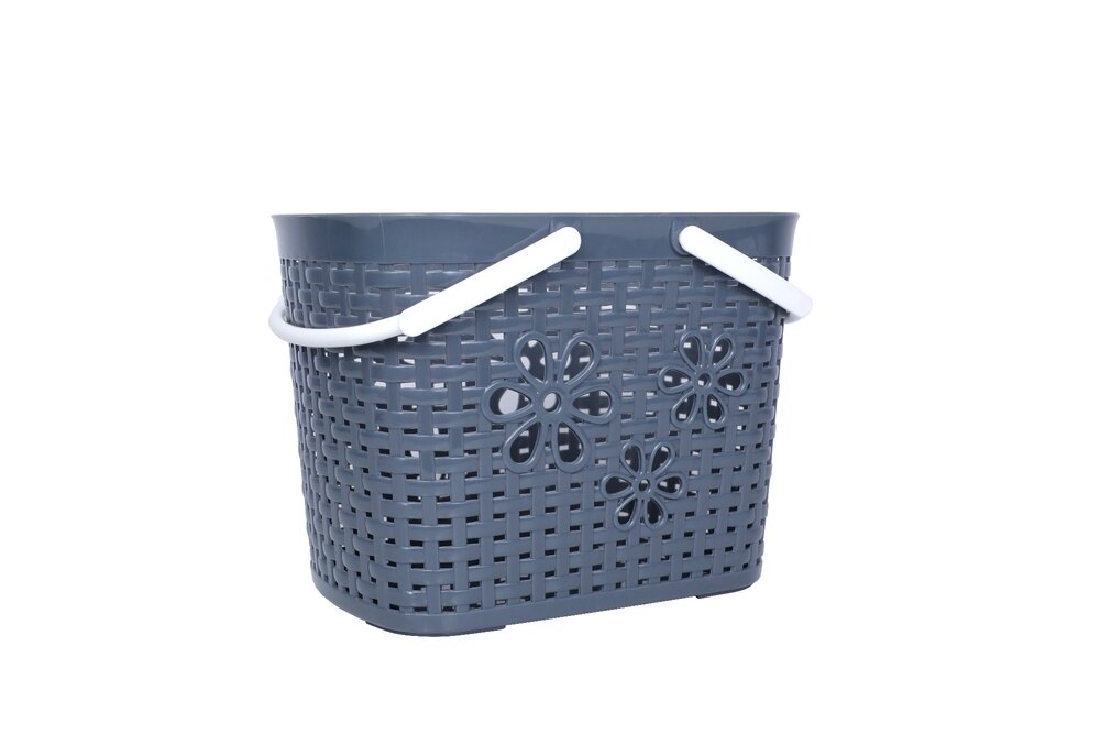 Plastic Organizer Baskets With Handle - Plastic, Square Shape, Brown Color | Durable, Easy To Clean, Traditional Indian Style Design