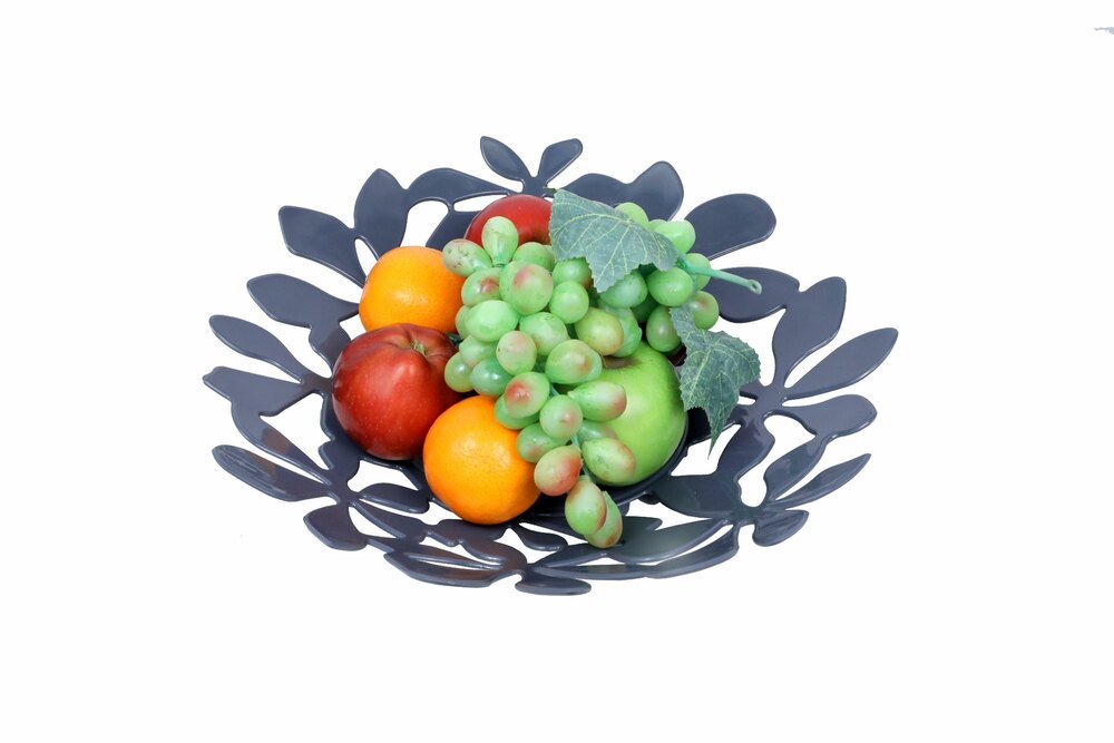 Plastic Fruit Basket - Durable Plastic, Round Shape, Brown Color | Easy To Clean, Indian-style, Seamless Design Without Handles