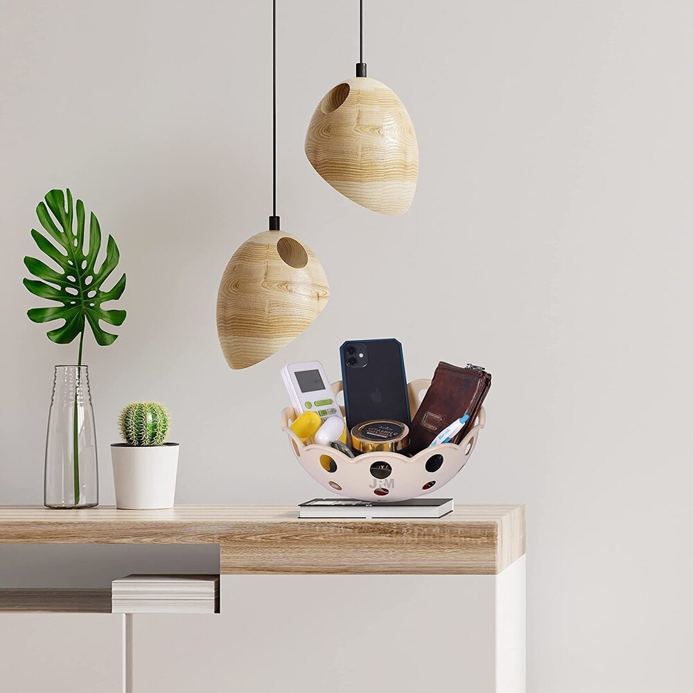 Counter Top Fruit Basket Set - Durable Plastic, Easy To Clean , Round Cream Design