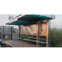 Stainless Steel Bus Shelter - Stainless Steel, Rectangle Shape, Customized Color | Durable Metal Frame, Polished Finish, Led Illumination