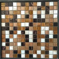 Metallic Glass Mosaic Tiles - Color: Cream