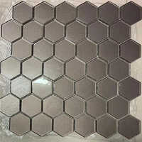 Hexagon Glass Mosaic - High-quality Glass, 1x1 Feet Size, Glossy Black Finish | Polished Surface, Ideal For Exterior Wall Applications