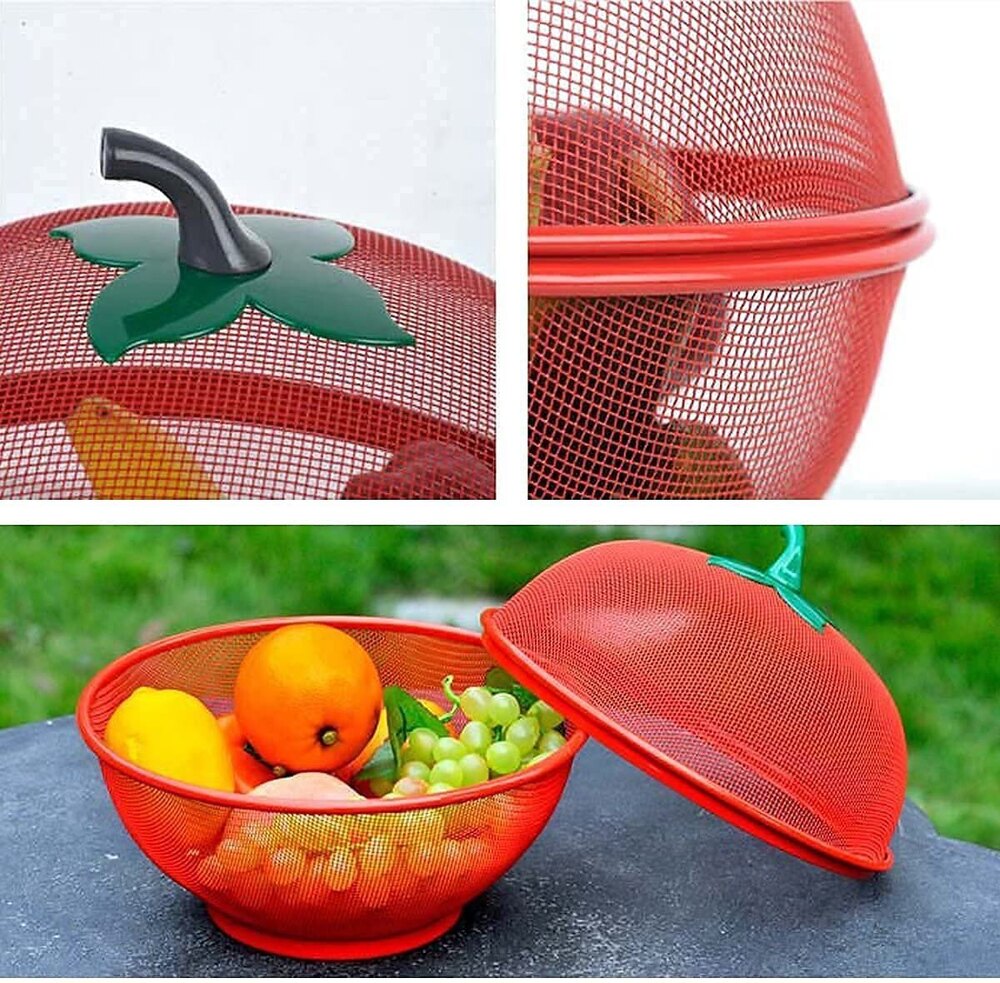 Apple Shape Fruit Basket - Durable Plastic,  Red Color , Easy To Clean, Round Shape, Plain Style With Unique Indian Flair