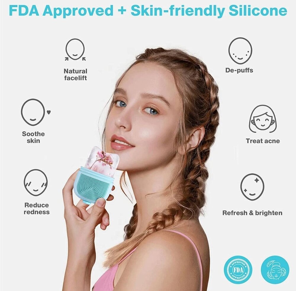 Silicone Ice Roller - Silicone Material, Different Sizes, Stylish Pink Color | Multi-purpose Tool For Face, Neck, And Eye Use