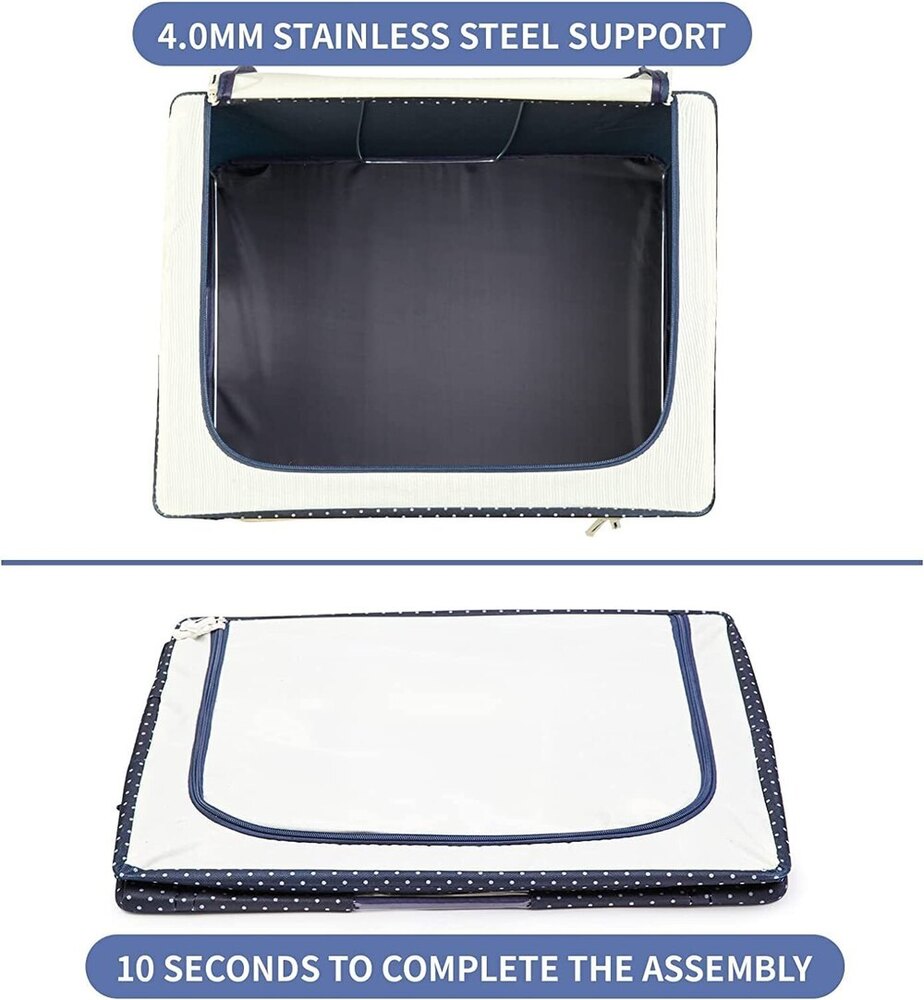 66 Ltr Storage Bag - Plastic Material, 50 X 40 X 33 Cm Size , Stylish Blue Color, Plain Design For General Use