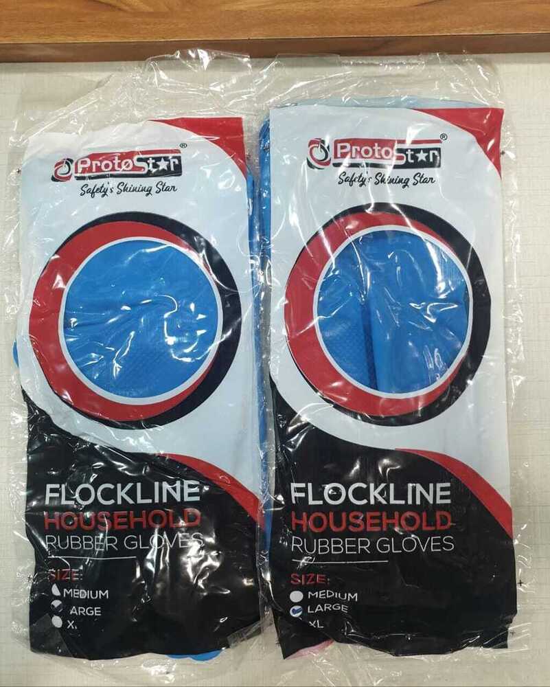 Protostar Household Flocklined Rubber Hand Gloves - Color: Multicolor