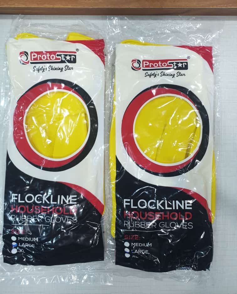 Protostar Household Flocklined Rubber Hand Gloves - Color: Multicolor