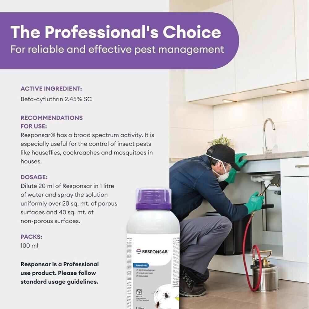 Pest Control Chemicals - Beta-cyfluthrin 2.45% Sc Liquid, 1 Liter Bottle | Broad-spectrum Control For Mosquitoes, Cockroaches, Houseflies, Low Odour
