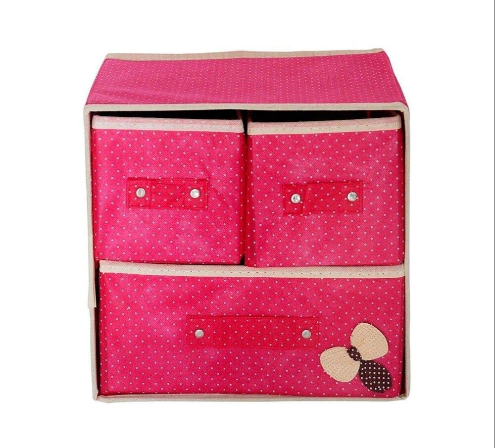 3 Drawer 2 layer Foldable Collapsible Cloth Cosmetics Cabinet