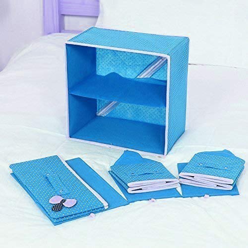 3 Drawer 2 Layer Foldable Collapsible Cloth Cosmetics Cabinet - Other Materials, 11-20 In Dimensions, Pink Color, Plain Style For General Use