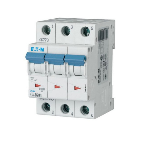 EATON D- Curve MCB 20A TP, 242498 PLSM-D20/3-MW MCB