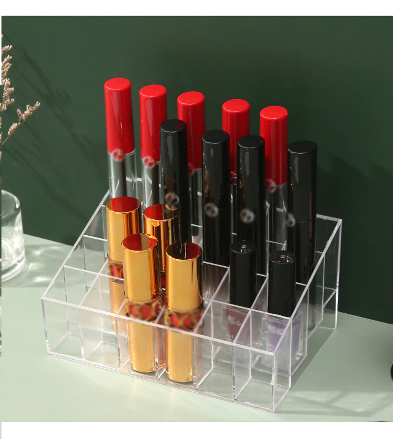 24 Compartment Lipstick Storage Box Acrylic Cosmetic Organizer