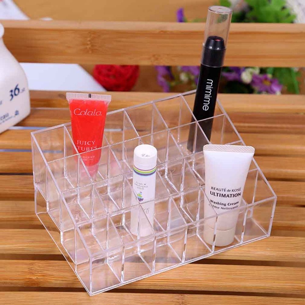 24 Compartment Lipstick Storage Box Acrylic Cosmetic Organizer