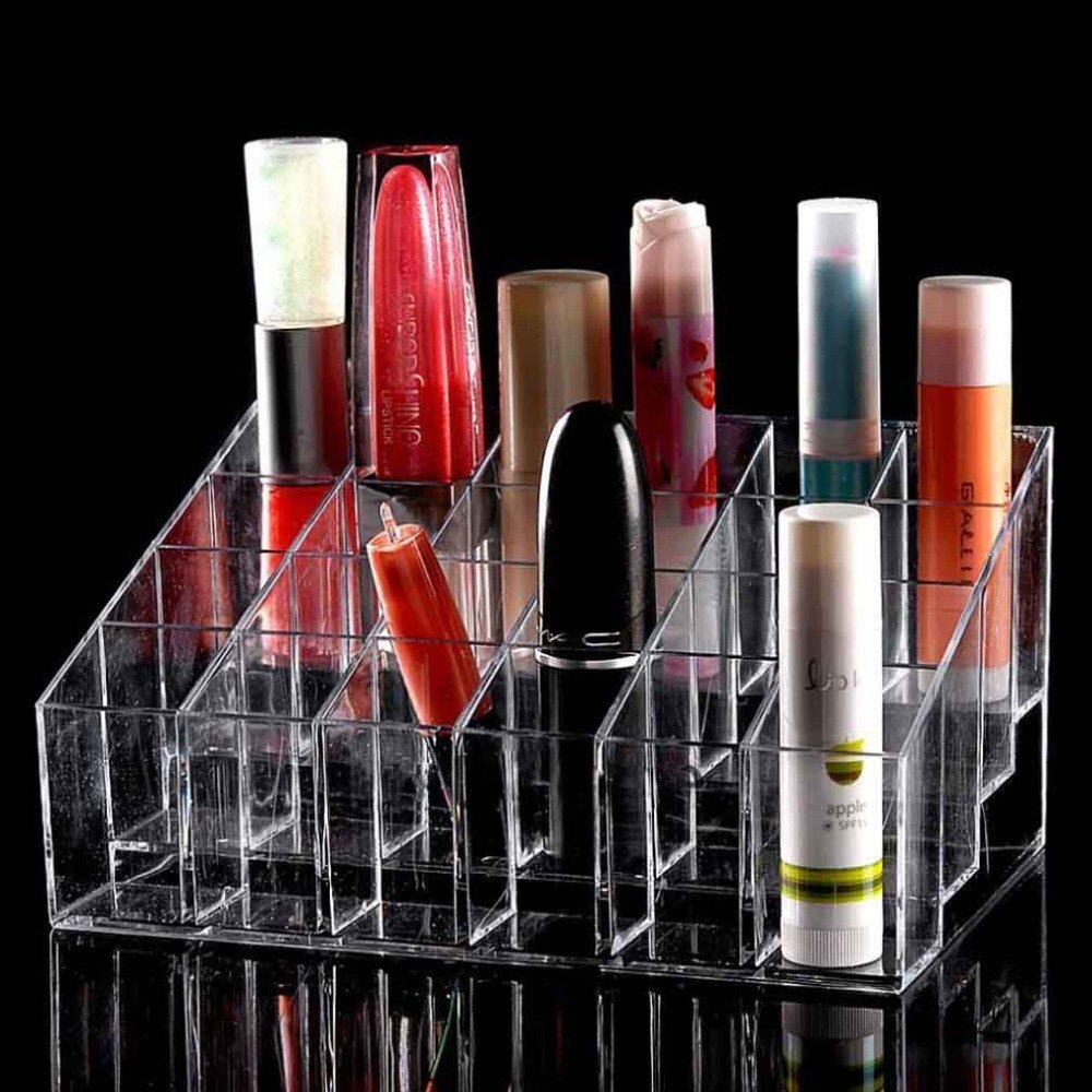 24 Compartment Lipstick Storage Box Acrylic Cosmetic Organizer