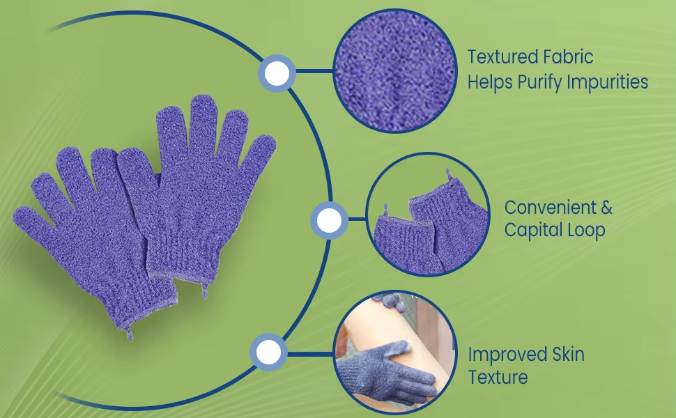 Body Scrubber Glove - Nylon Material, Multi-color Design | Industrial Use, Body Wash Compatible, Effective Exfoliating Feature