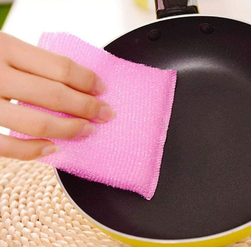 Kitchen Cleaning Scrubber Pads - Polyester And Polyurethane, 10cm X 10cm X 3cm , Multi-colour Non-scratch Sponges For Multi-surface Use