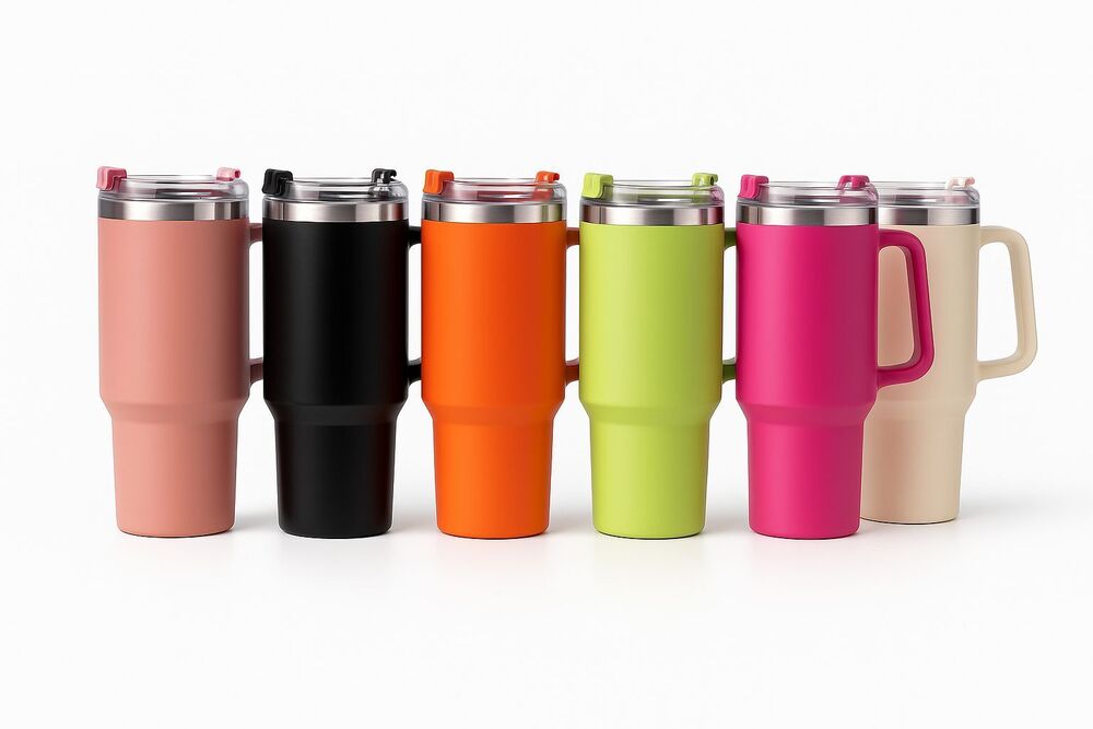 1200ml Insulated Stainless Steel Tumbler with Handle & Straw