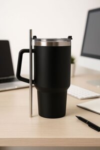 1200ml Insulated Stainless Steel Tumbler with Handle & Straw