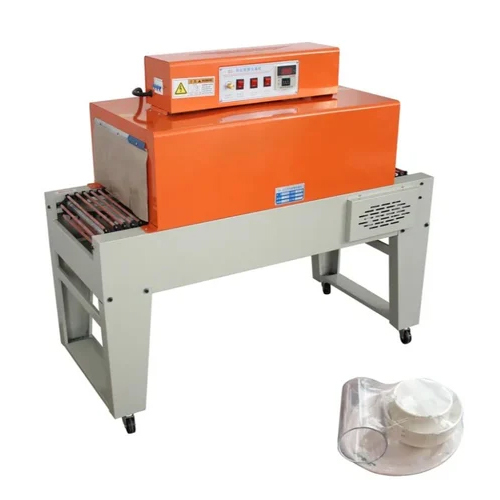Semi Auto Automatic Plastic Pet Bottle Heat Pvc Shrink Film Sleeve Tunnel Wrapping Packing Machine - Color: Orange & White