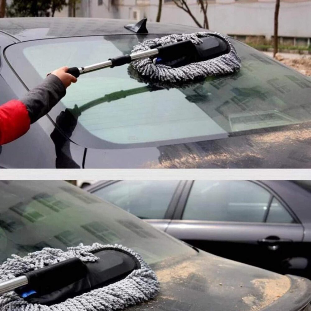 Microfiber Car Duster With Extendable Handle - Super Soft Microfiber, Washable And Reusable, Black | Multi-surface Use For Cars, Homes, And Outdoor Cleaning