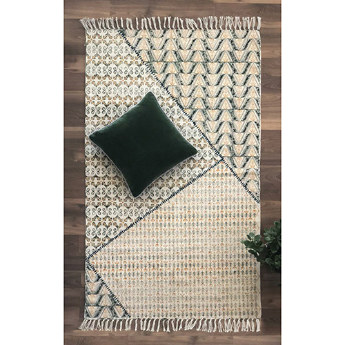 Kiyari Handloom Cotton Hand Block Printed Rug