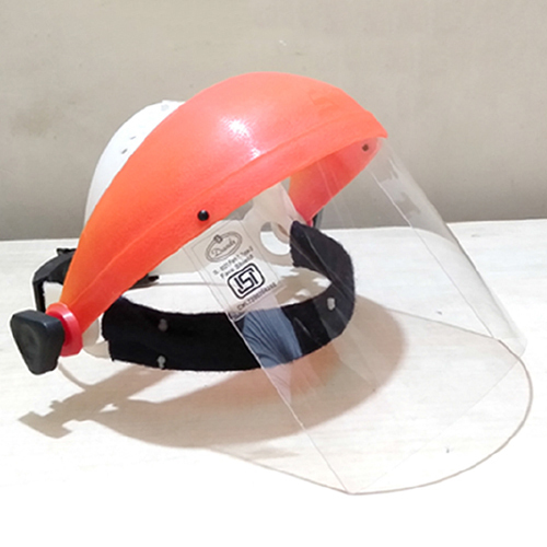 FG10A सिंगल ब्राउगार्ड फेस शील्ड में PVC रैचेट प्रकार का हेड बैंड है।