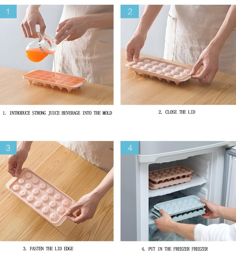 Multicolor Plastic Ice Cube Tray - Plastic Material, 26x12 Cm Size, Brown Color, Smooth Surface Finish - Durable And Elegant Design For Beverages