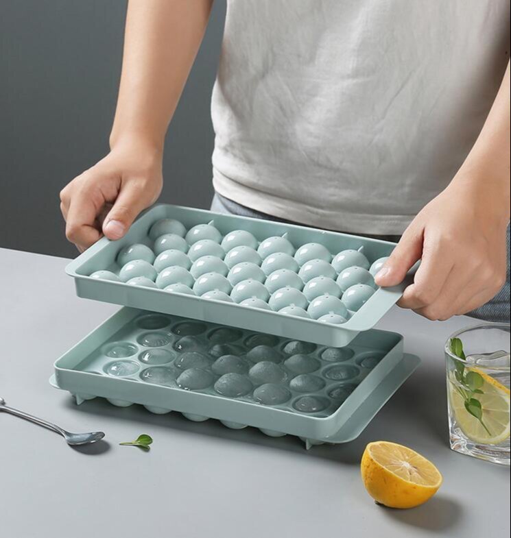 33 Grid Mini Ice Ball Tray - Plastic, Different Sizes , Rectangle Shape, Brown Color, Smooth Surface Finish For Effortless Ice Ball Removal