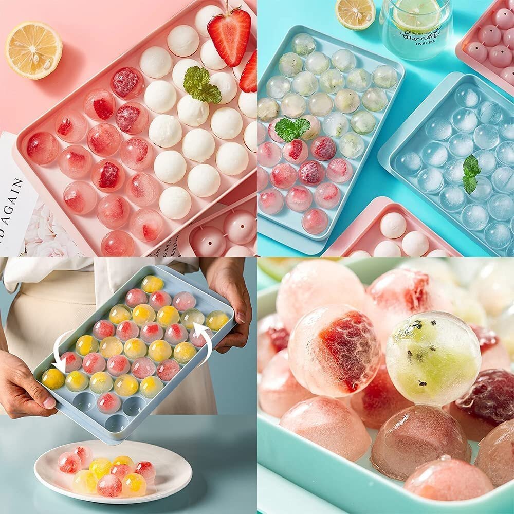 33 Grid Mini Ice Ball Tray - Plastic, Different Sizes , Rectangle Shape, Brown Color, Smooth Surface Finish For Effortless Ice Ball Removal